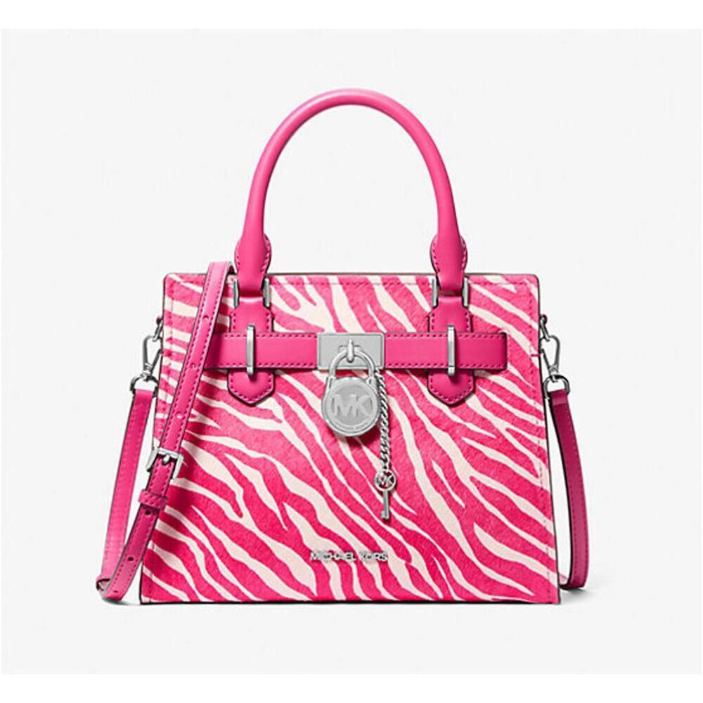 Michael Kors NWT Hamilton Small PINK Zebra Print Calf Hair Satchel $558